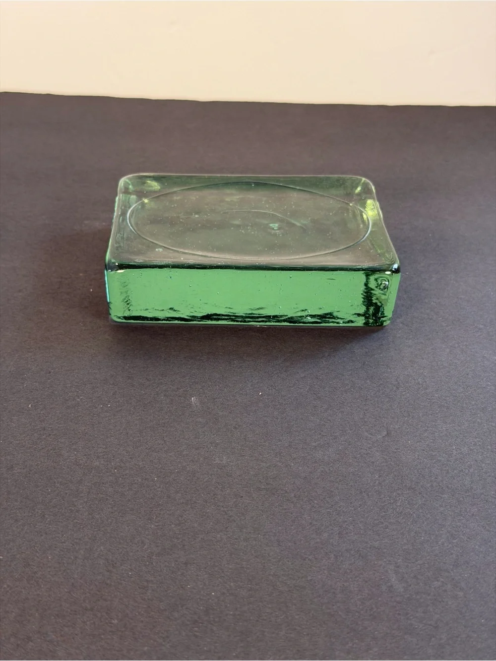 Green Glass Bar Soap Holder, Thick Glass 3.5x5